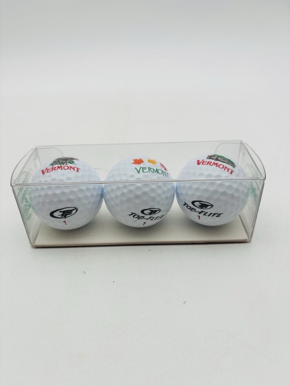 Set of 3 Vermont Golf Balls Autumn Leaves Moose Covered Bridge Top Flite 1